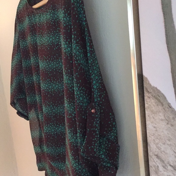 Brown and turquoise sheer flowy top. Wore once! - Picture 2 of 3